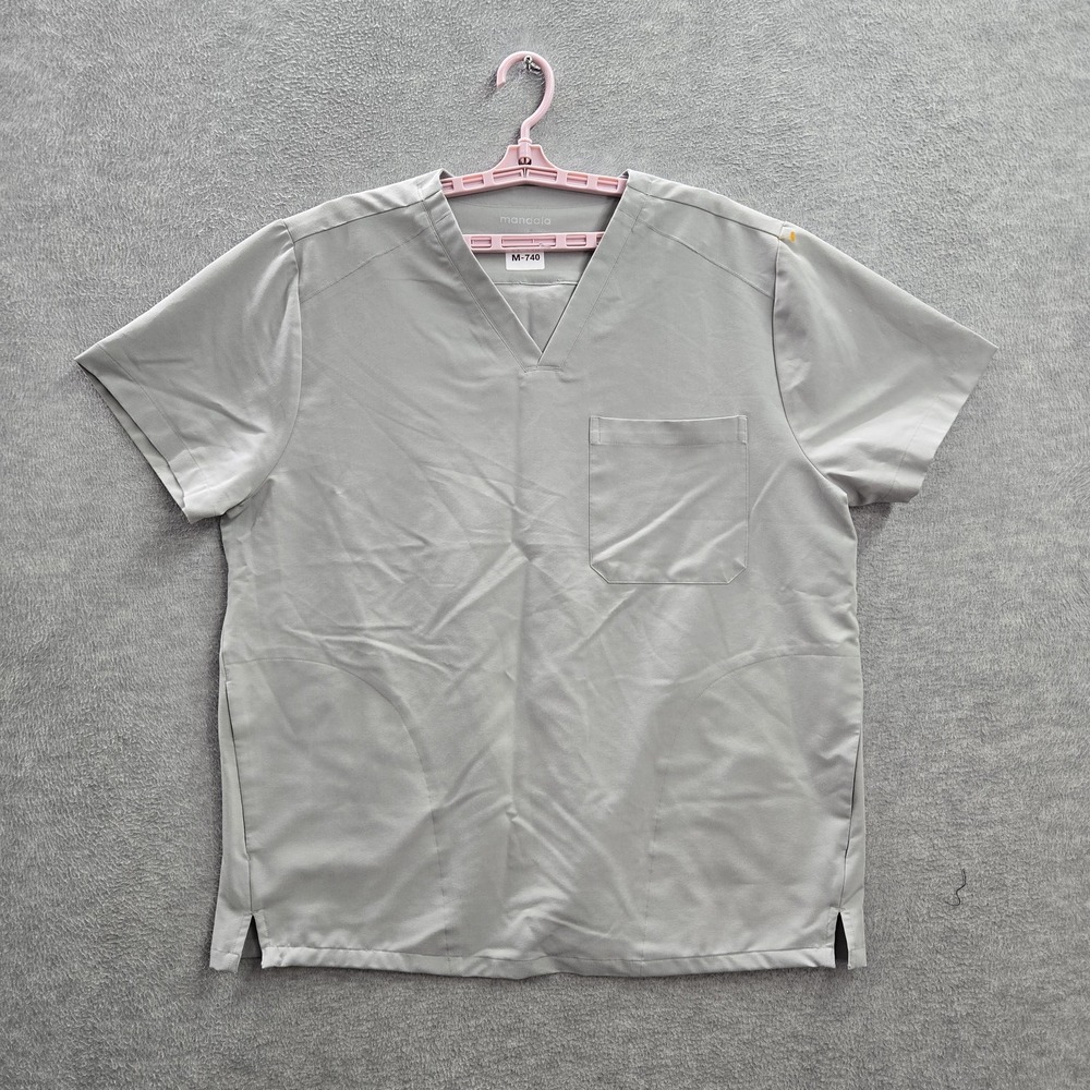 Mandala Women Scrub Top XL Gray Short Sleeve Logo Polyester Viscose Spandex